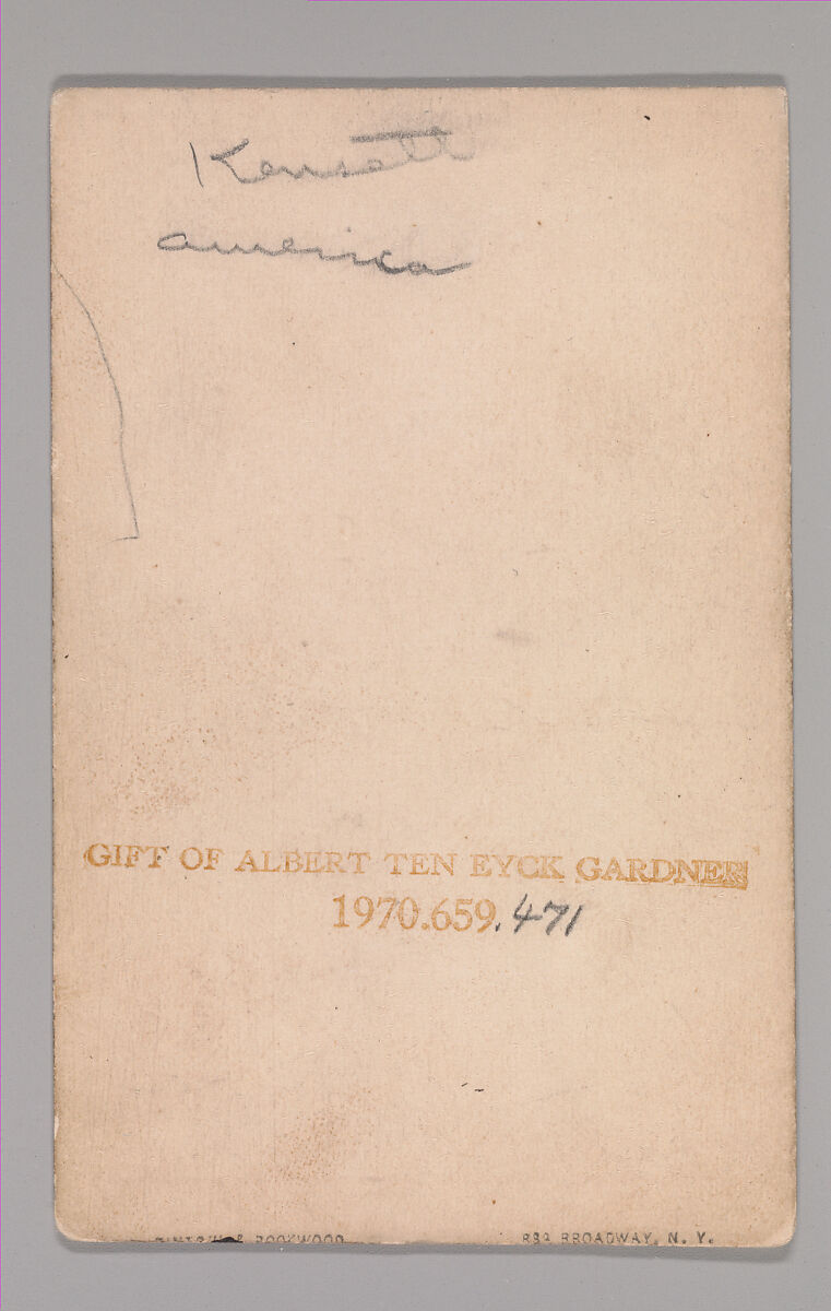 [John Frederick Kensett], George Gardner Rockwood (American, 1832–1911), Albumen silver print