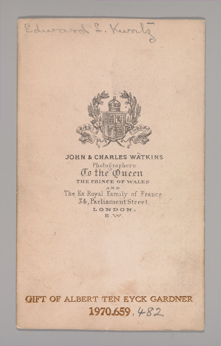 [Edward S. ? Kuntze], John and Charles Watkins (British, active 1867–71), Albumen silver print