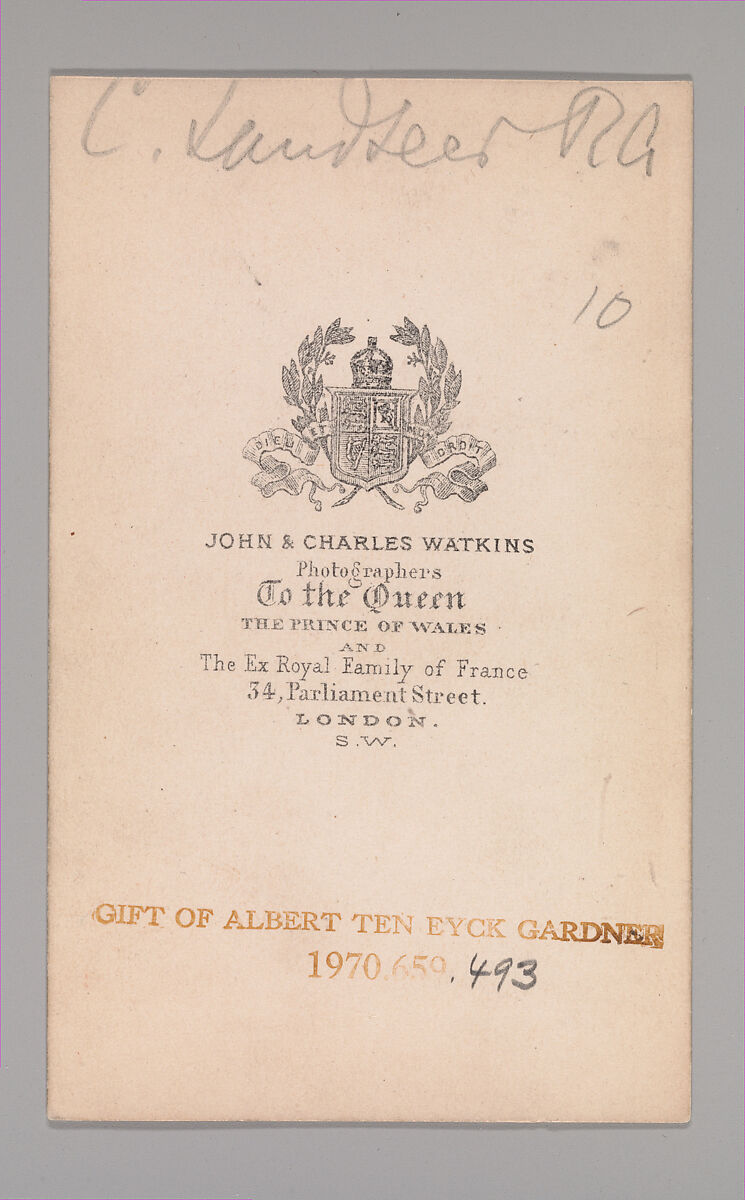 [Charles Landseer], John and Charles Watkins (British, active 1867–71), Albumen silver print