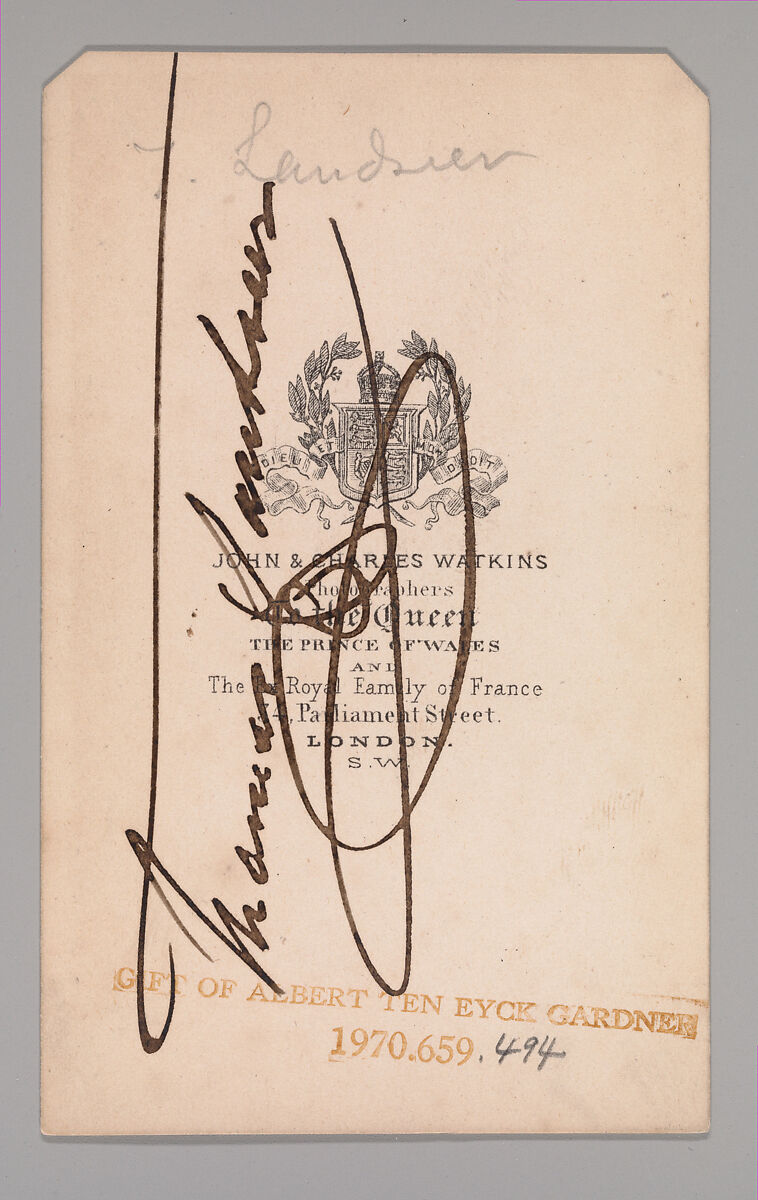 [Thomas Landseer], John and Charles Watkins (British, active 1867–71), Albumen silver print