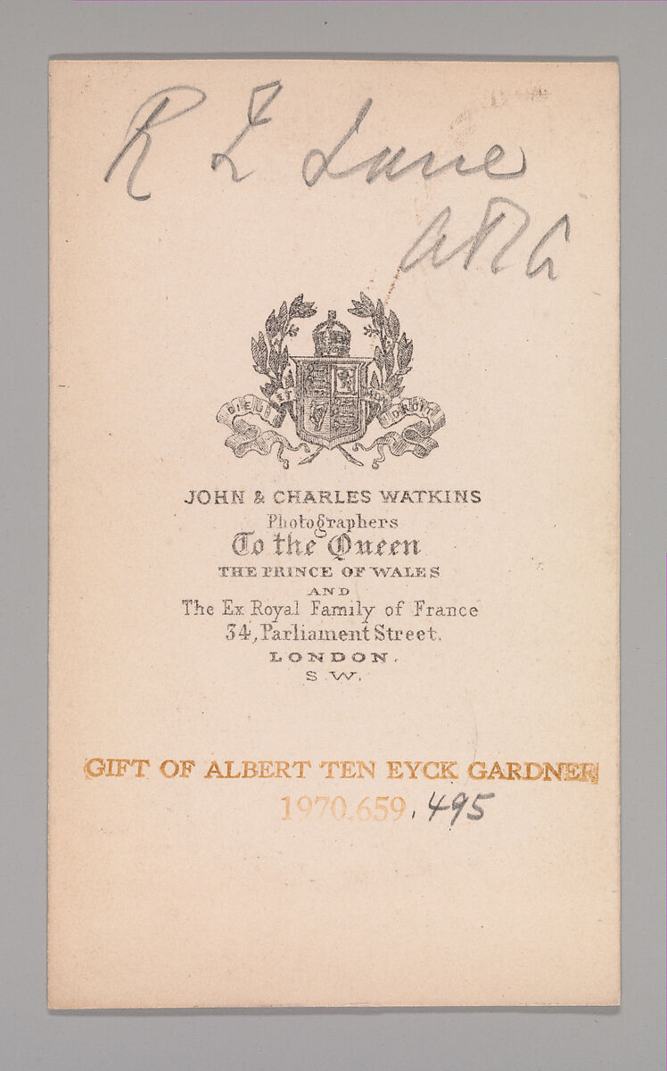 [Richard James Lane], John and Charles Watkins (British, active 1867–71), Albumen silver print