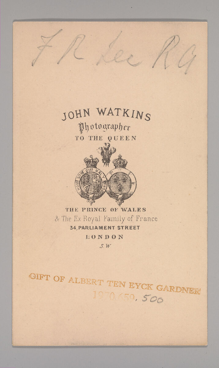 [Frederick Richard Lee], John and Charles Watkins (British, active 1867–71), Albumen silver print