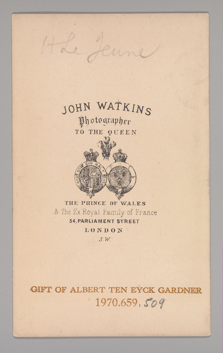 [Henry LeJeune], John and Charles Watkins (British, active 1867–71), Albumen silver print