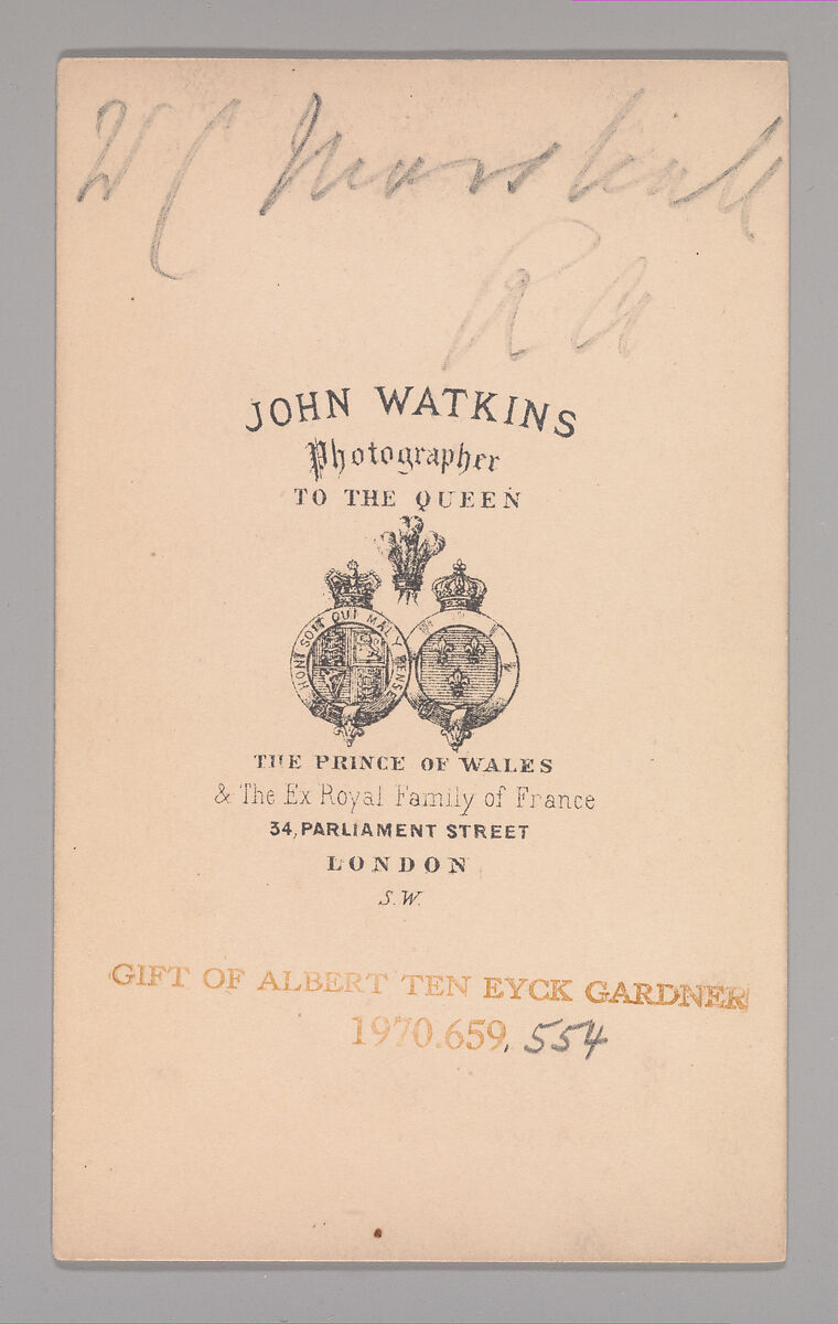 [William Calder Marshall], John and Charles Watkins (British, active 1867–71), Albumen silver print