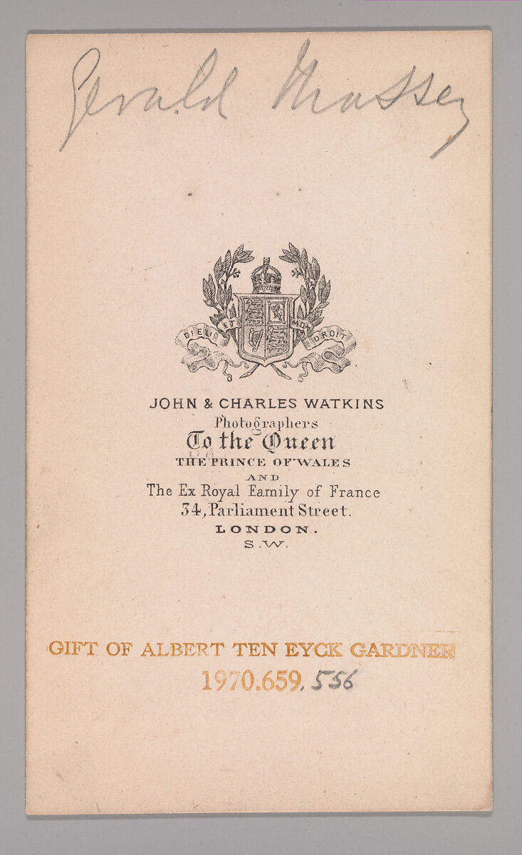 [Gerald Massey], John and Charles Watkins (British, active 1867–71), Albumen silver print