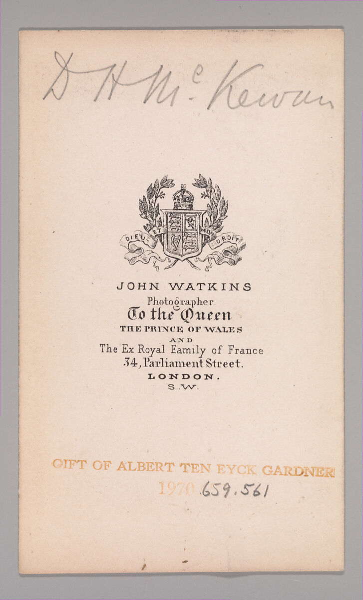 [David Hall McKewan], John and Charles Watkins (British, active 1867–71), Albumen silver print