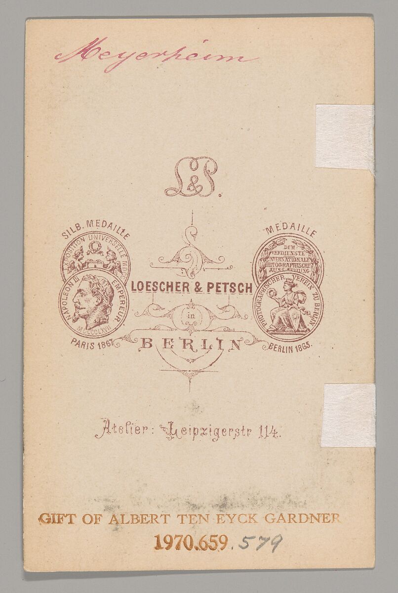 [Paul Friedrich Meyerheim], Loescher &amp; Petsch (German, active ca. 1860–90), Albumen silver print