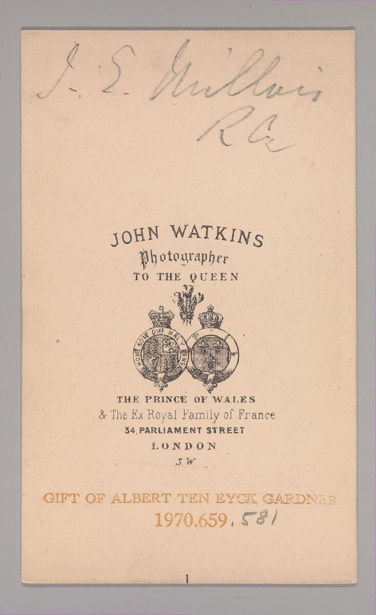 [John Everett Millais], John and Charles Watkins (British, active 1867–71), Albumen silver print