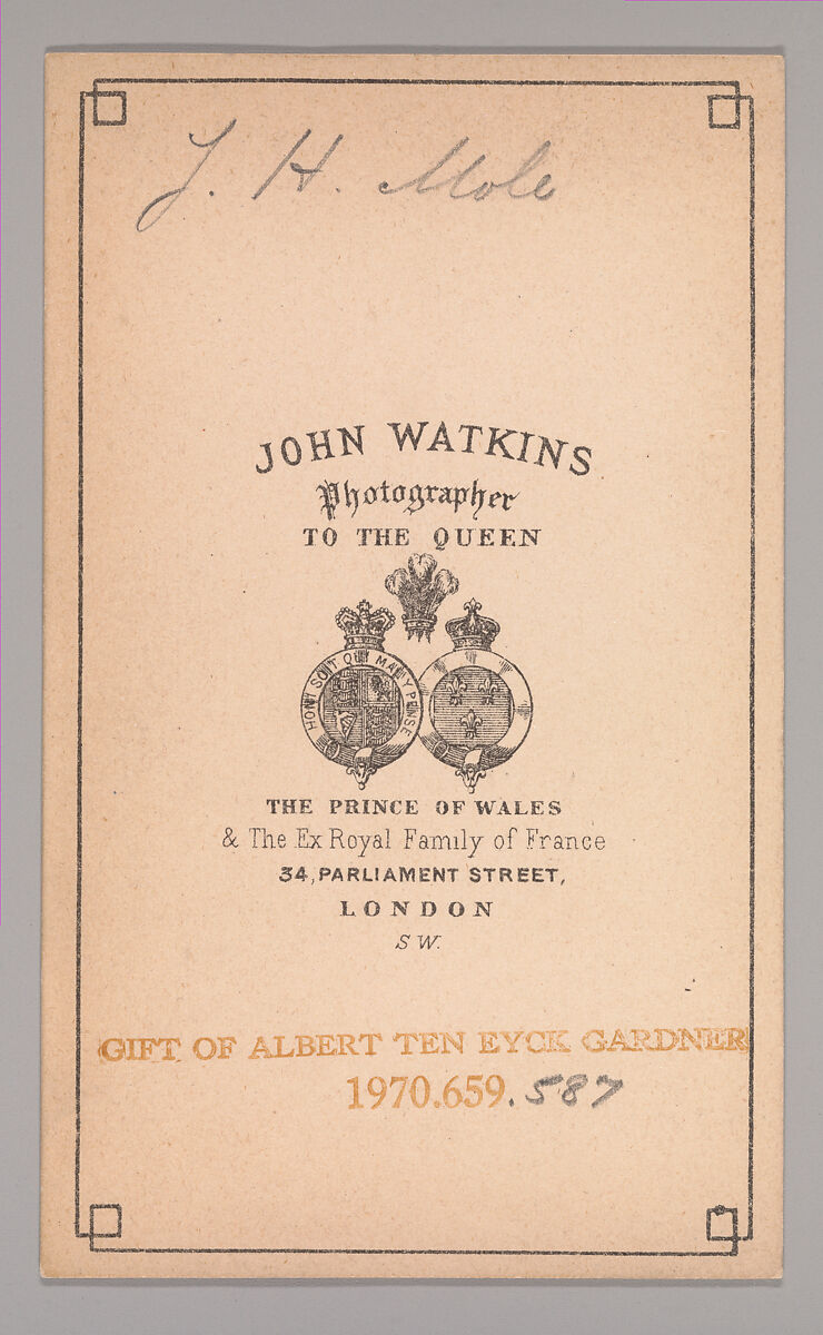 [John Henry Mole], John and Charles Watkins (British, active 1867–71), Albumen silver print