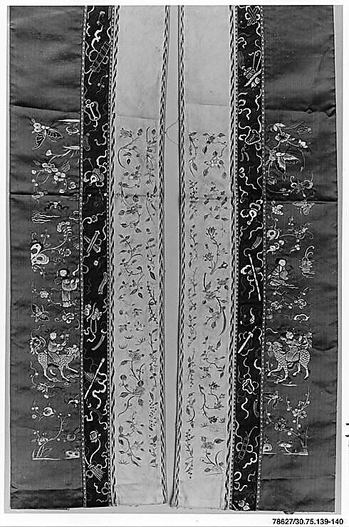 Sleeve Band, Silk;  on silk;  metallic trim, China 