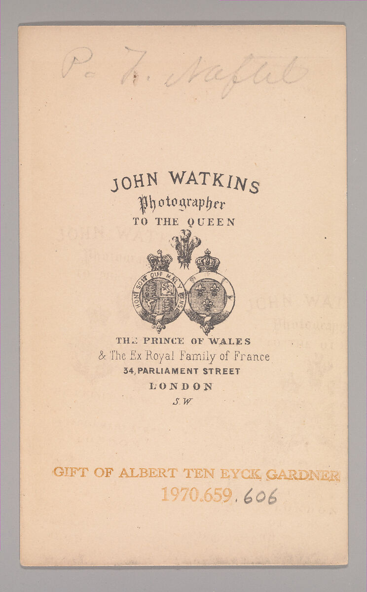 [Paul Jacob Naftel], John and Charles Watkins (British, active 1867–71), Albumen silver print