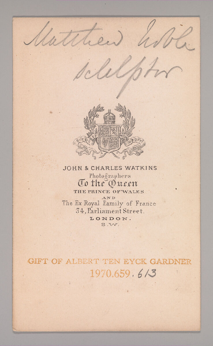 [Matthew Noble], John and Charles Watkins (British, active 1867–71), Albumen silver print