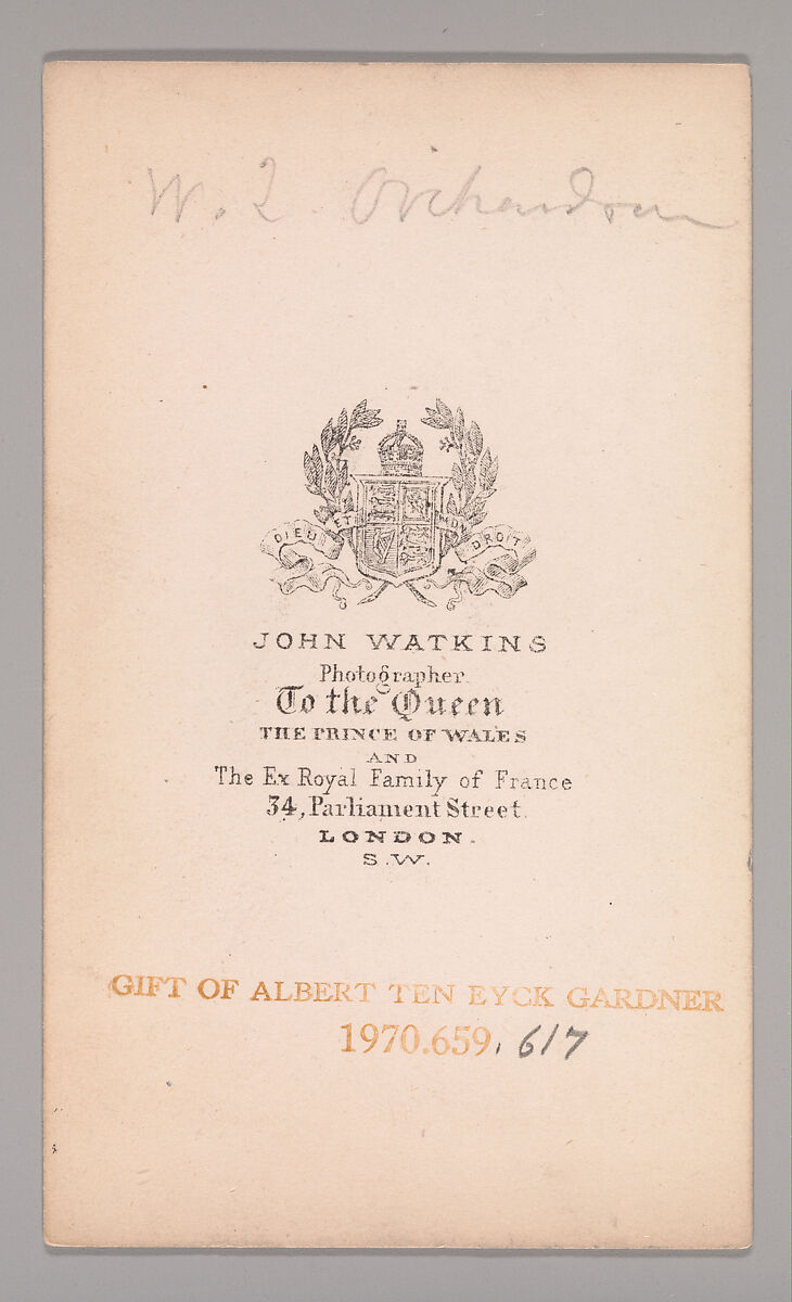 [William Quiller Orchardson], John and Charles Watkins (British, active 1867–71), Albumen silver print