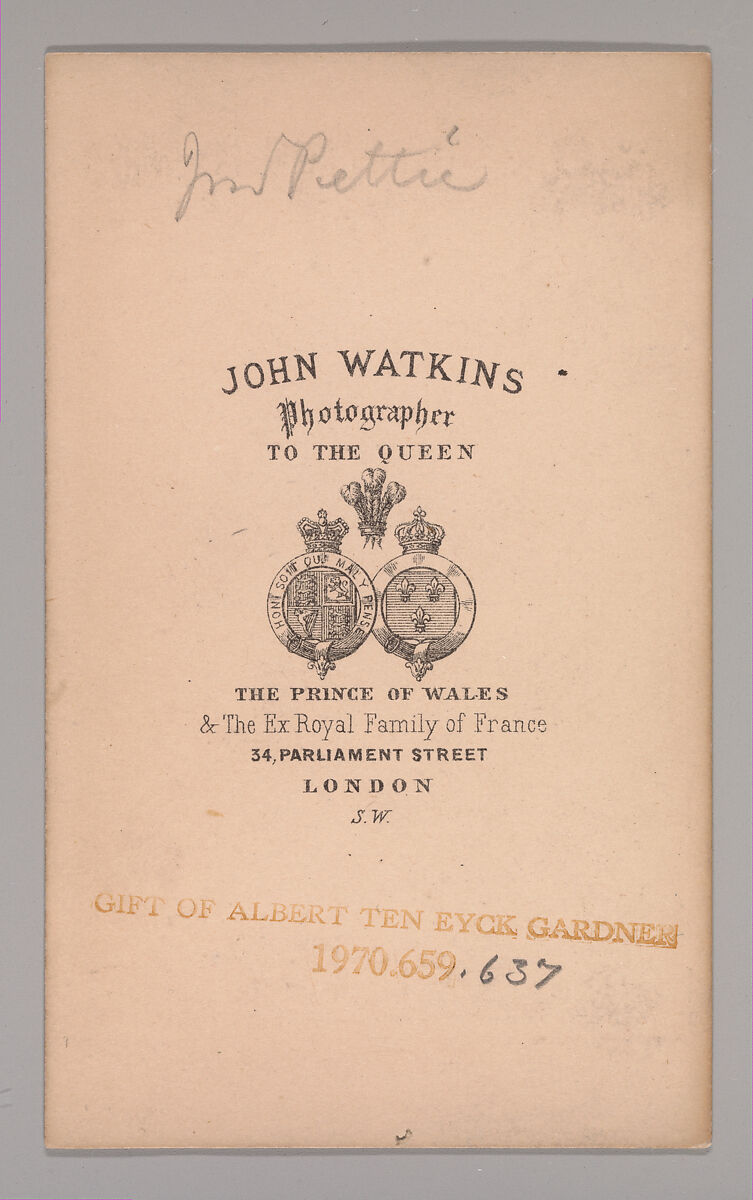 [John Pettie], John and Charles Watkins (British, active 1867–71), Albumen silver print