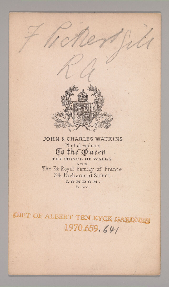 [Frederick Richard Pickersgill], John and Charles Watkins (British, active 1867–71), Albumen silver print