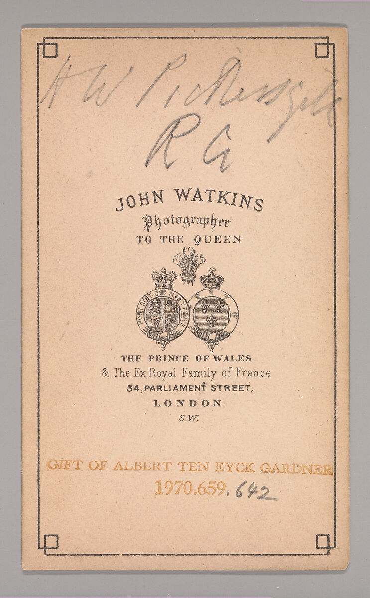 [Frederick Richard Pickersgill], John and Charles Watkins (British, active 1867–71), Albumen silver print