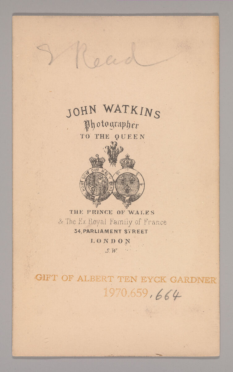 [S.Read], John and Charles Watkins (British, active 1867–71), Albumen silver print