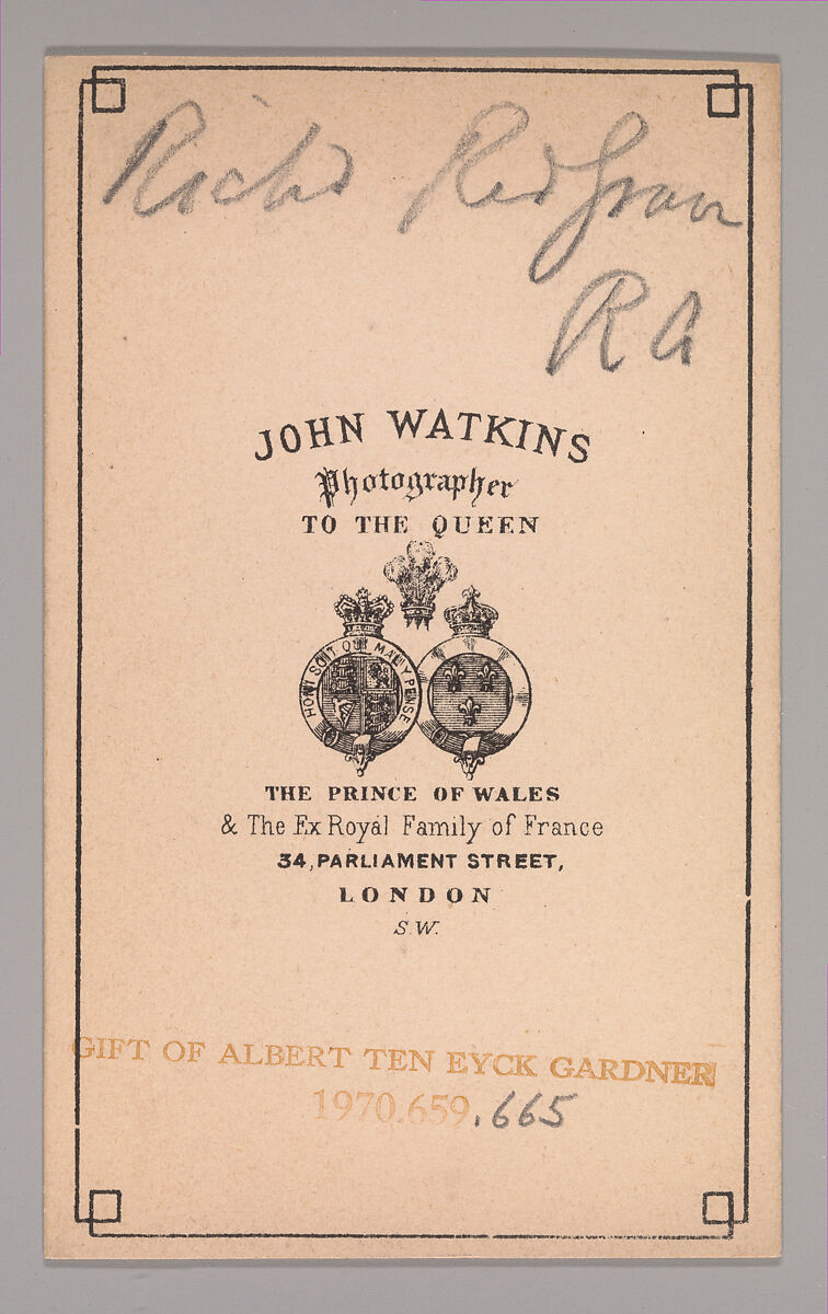 [Richard Redgrave], John and Charles Watkins (British, active 1867–71), Albumen silver print