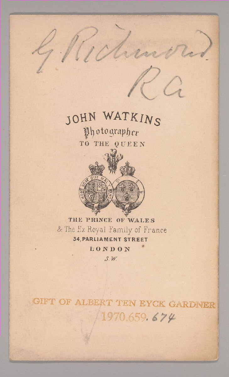 [George Richmond], John and Charles Watkins (British, active 1867–71), Albumen silver print