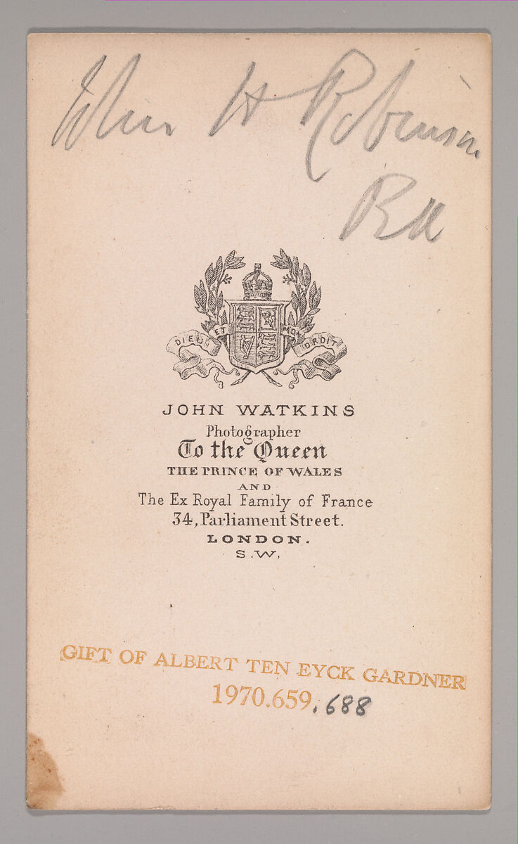 [William H. Robinson?], John and Charles Watkins (British, active 1867–71), Albumen silver print