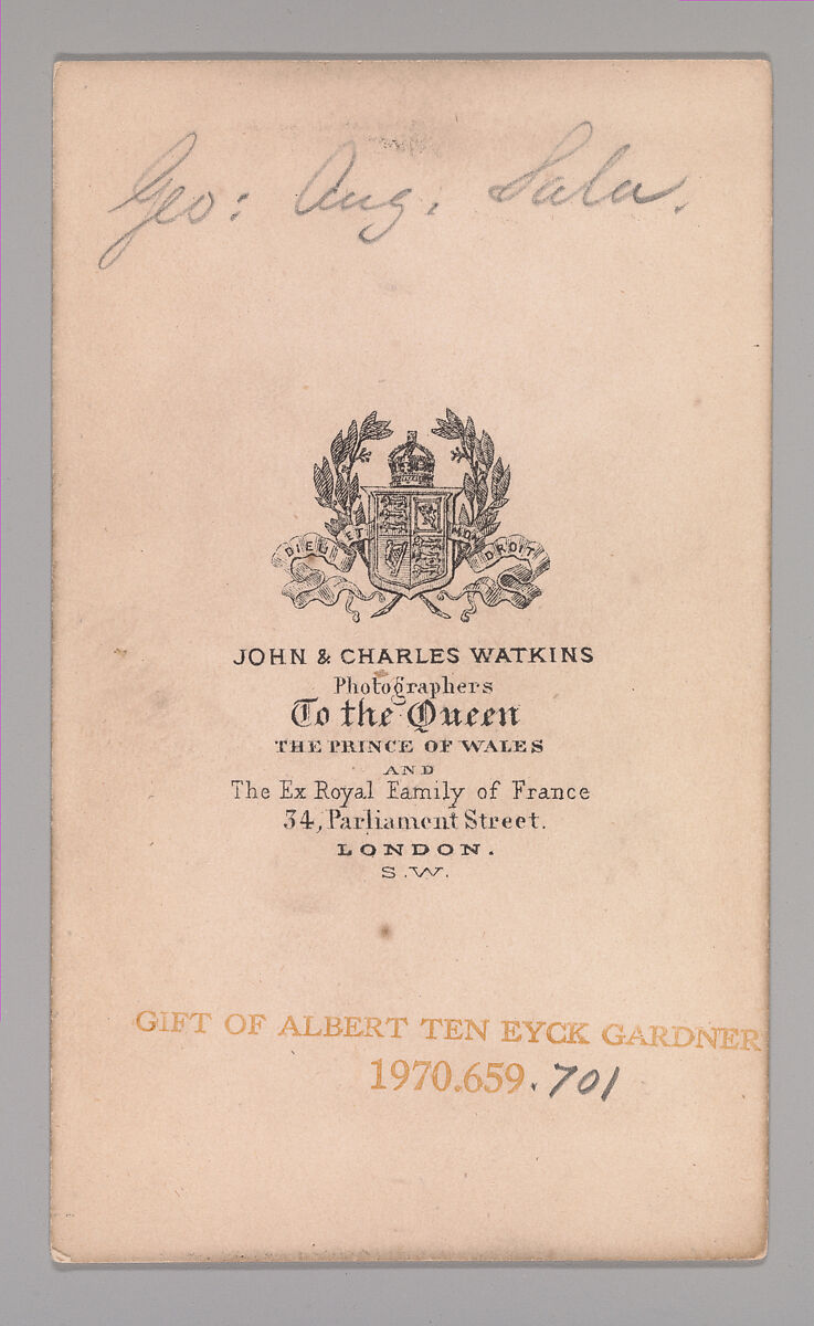 [George Augustus Sala], John and Charles Watkins (British, active 1867–71), Albumen silver print