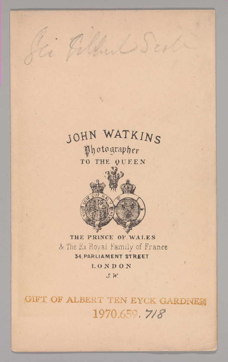 [George Gilbert Scott], John and Charles Watkins (British, active 1867–71), Albumen silver print