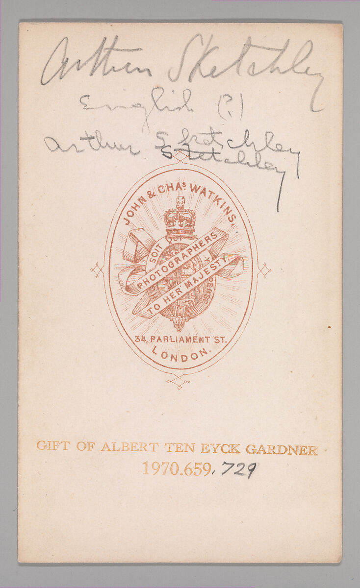 [Arthur Sketchley], John and Charles Watkins (British, active 1867–71), Albumen silver print