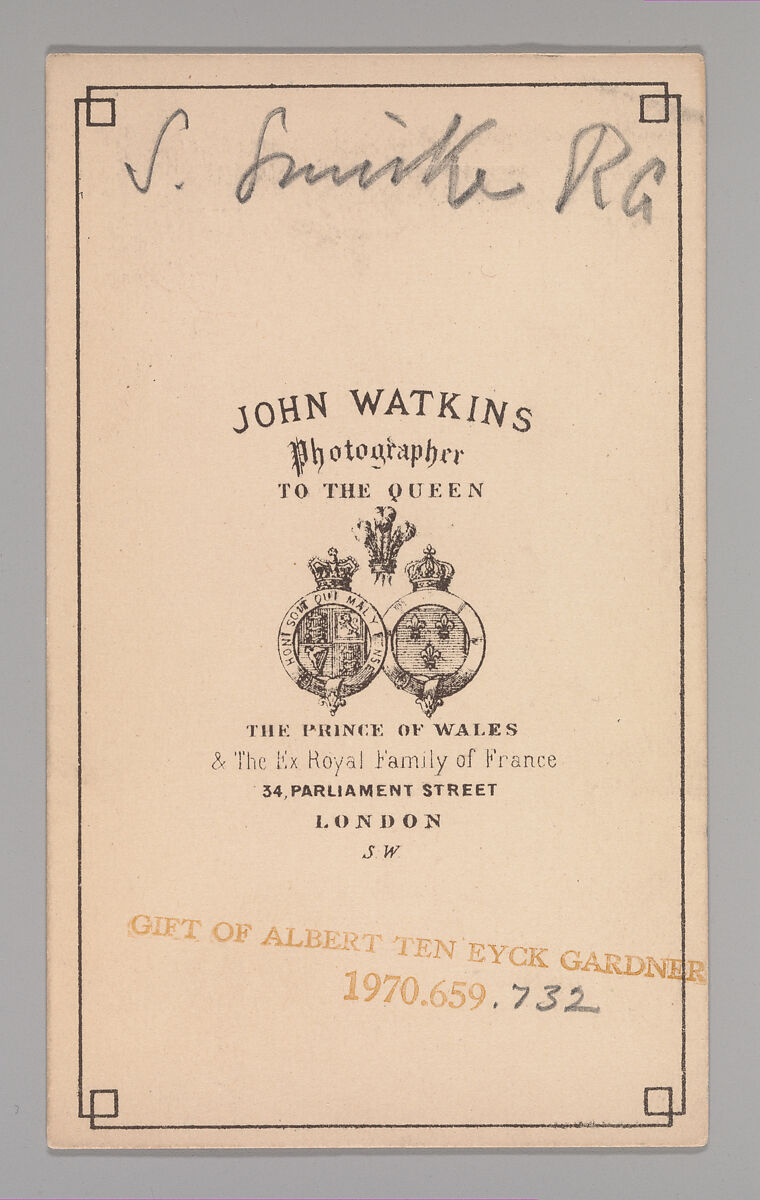 [Sydney Smirke], John and Charles Watkins (British, active 1867–71), Albumen silver print
