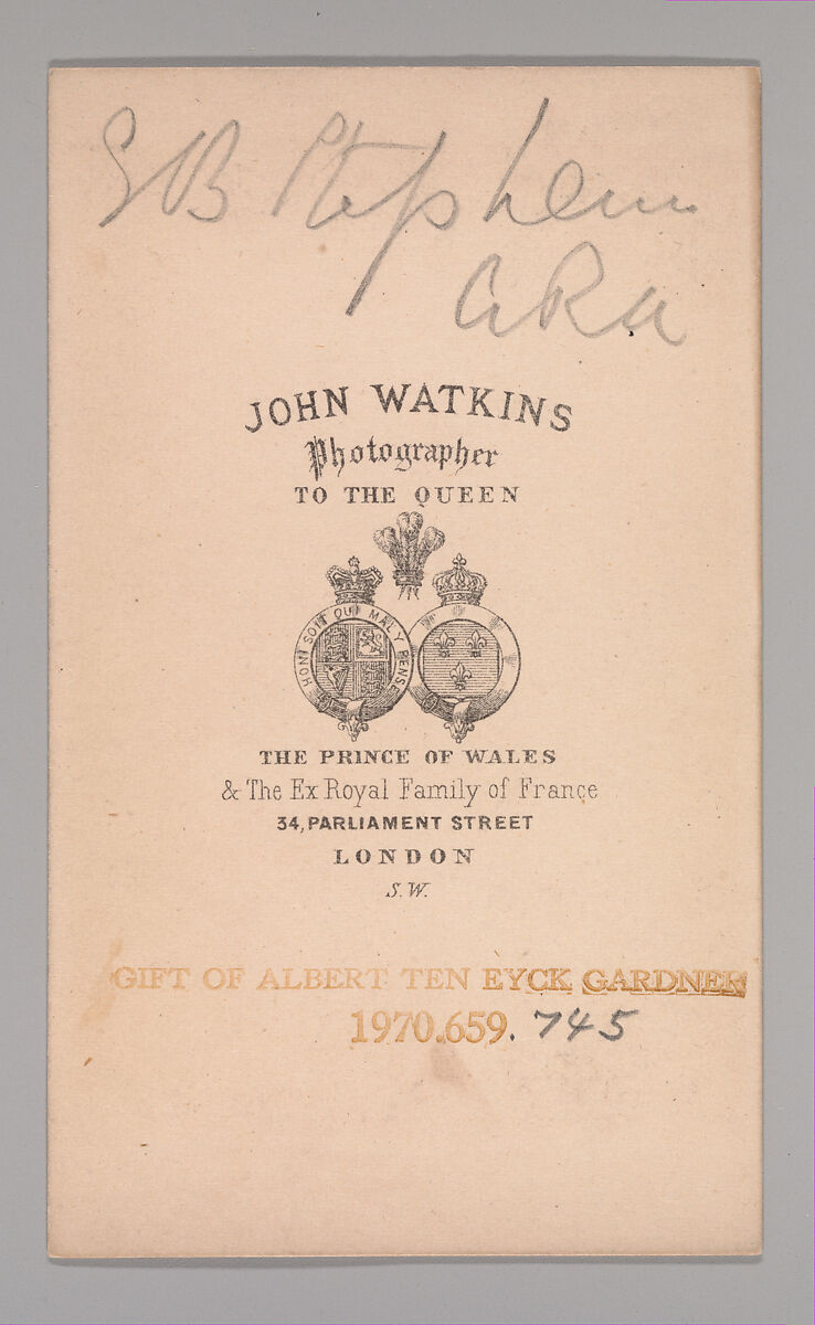 [Unknown Subject], John and Charles Watkins (British, active 1867–71), Albumen silver print