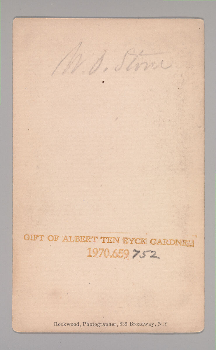 [W.O.? Stone], George Gardner Rockwood (American, 1832–1911), Albumen silver print