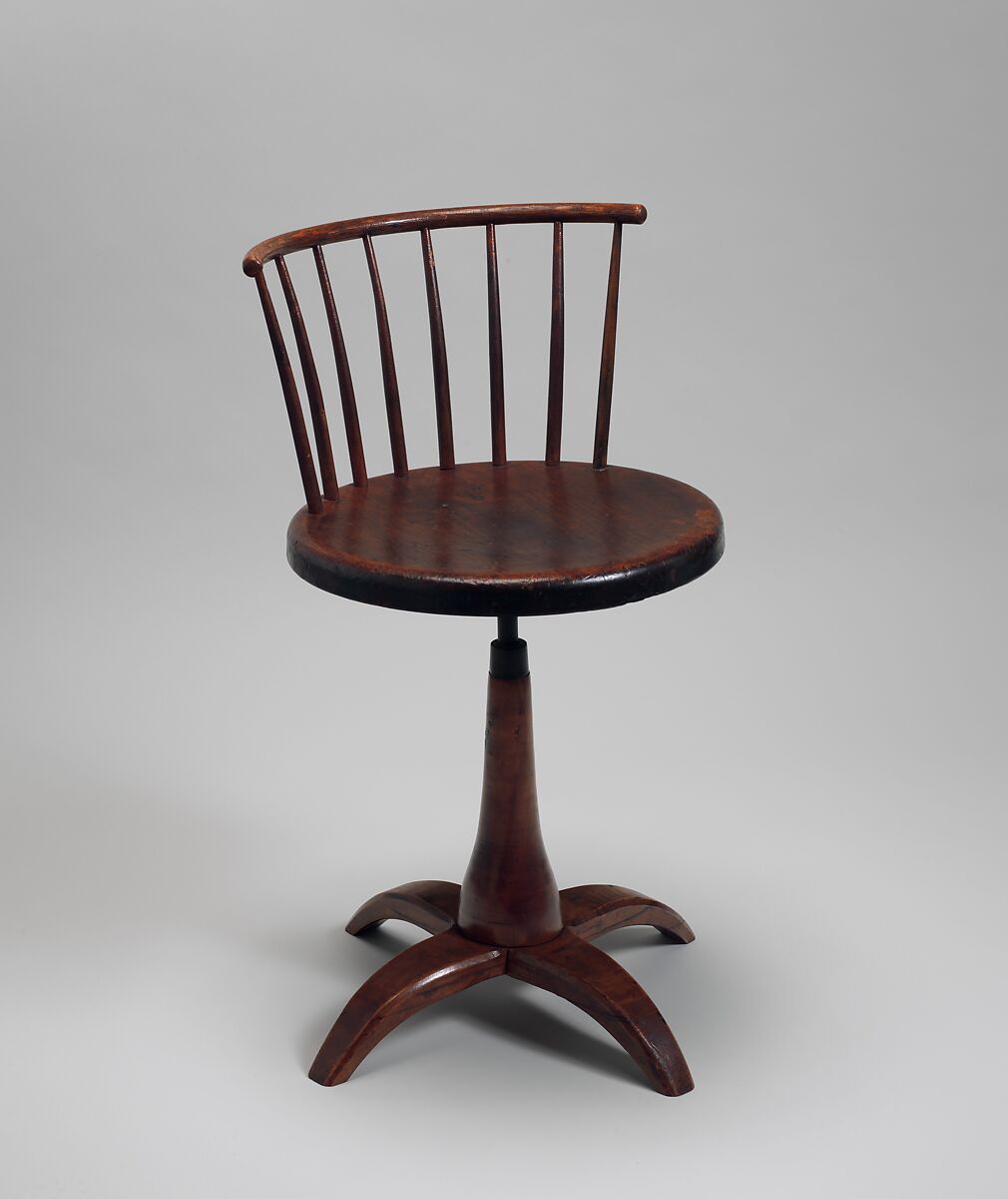 Revolving Chair, United Society of Believers in Christ’s Second Appearing (“Shakers”) (American, active ca. 1750–present), Maple, white oak, pine, birch, American, Shaker 
