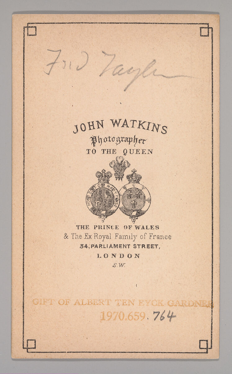 [Frederick Taylor], John and Charles Watkins (British, active 1867–71), Albumen silver print