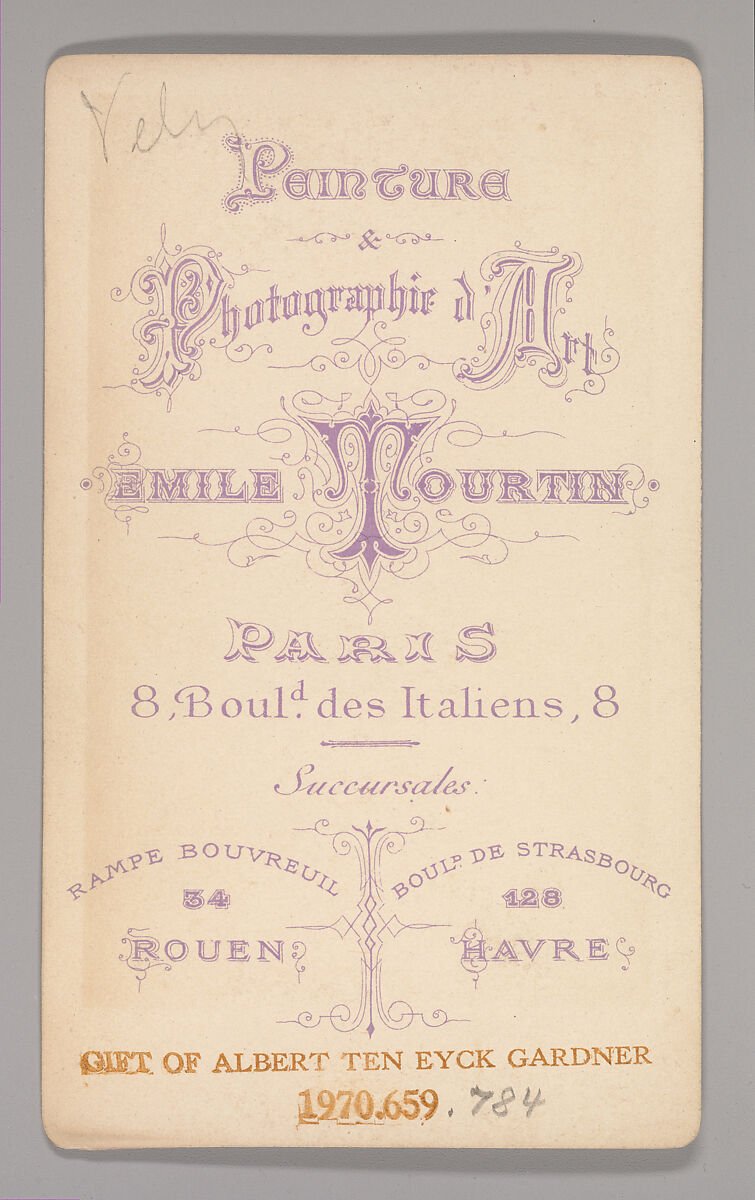 [Unknown Subject], Emile Tourtin (French, active 1860s–70s), Albumen silver print