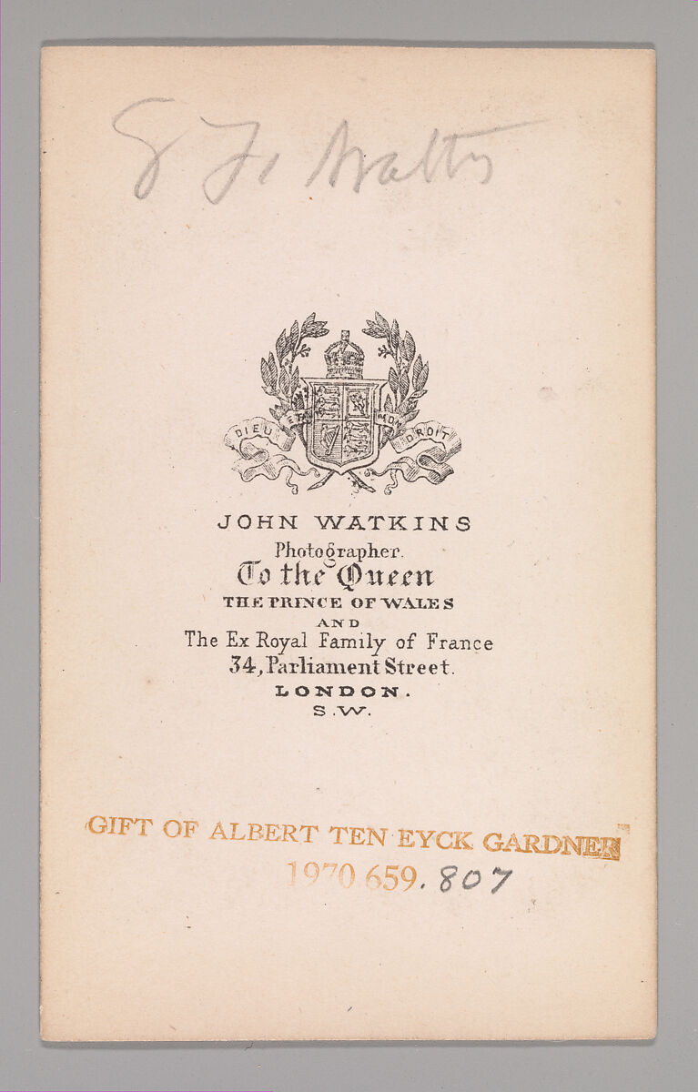 [George Frederick Watts], John and Charles Watkins (British, active 1867–71), Albumen silver print
