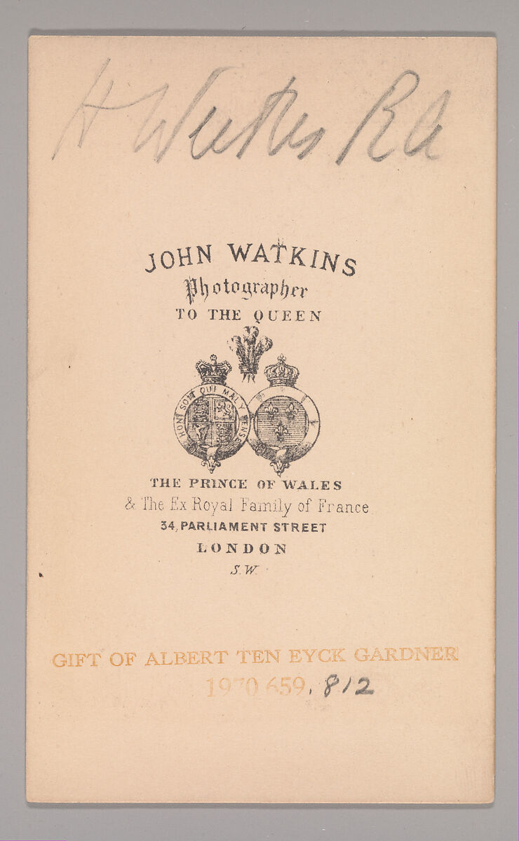 [Henry Weekes], John and Charles Watkins (British, active 1867–71), Albumen silver print