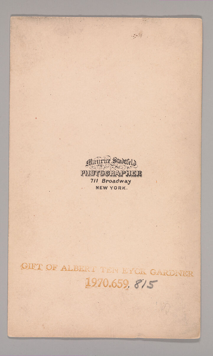 [A.H. Wenzler], Maurice Stadtfeld (American, active 1860s), Albumen silver print