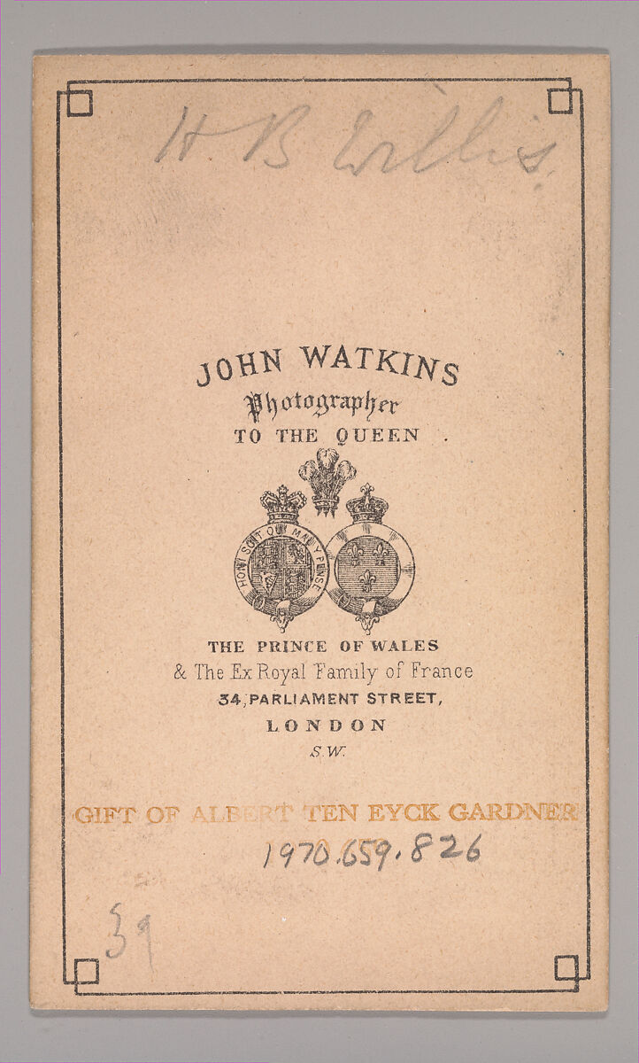 [Henry Brittan Willis], John and Charles Watkins (British, active 1867–71), Albumen silver print