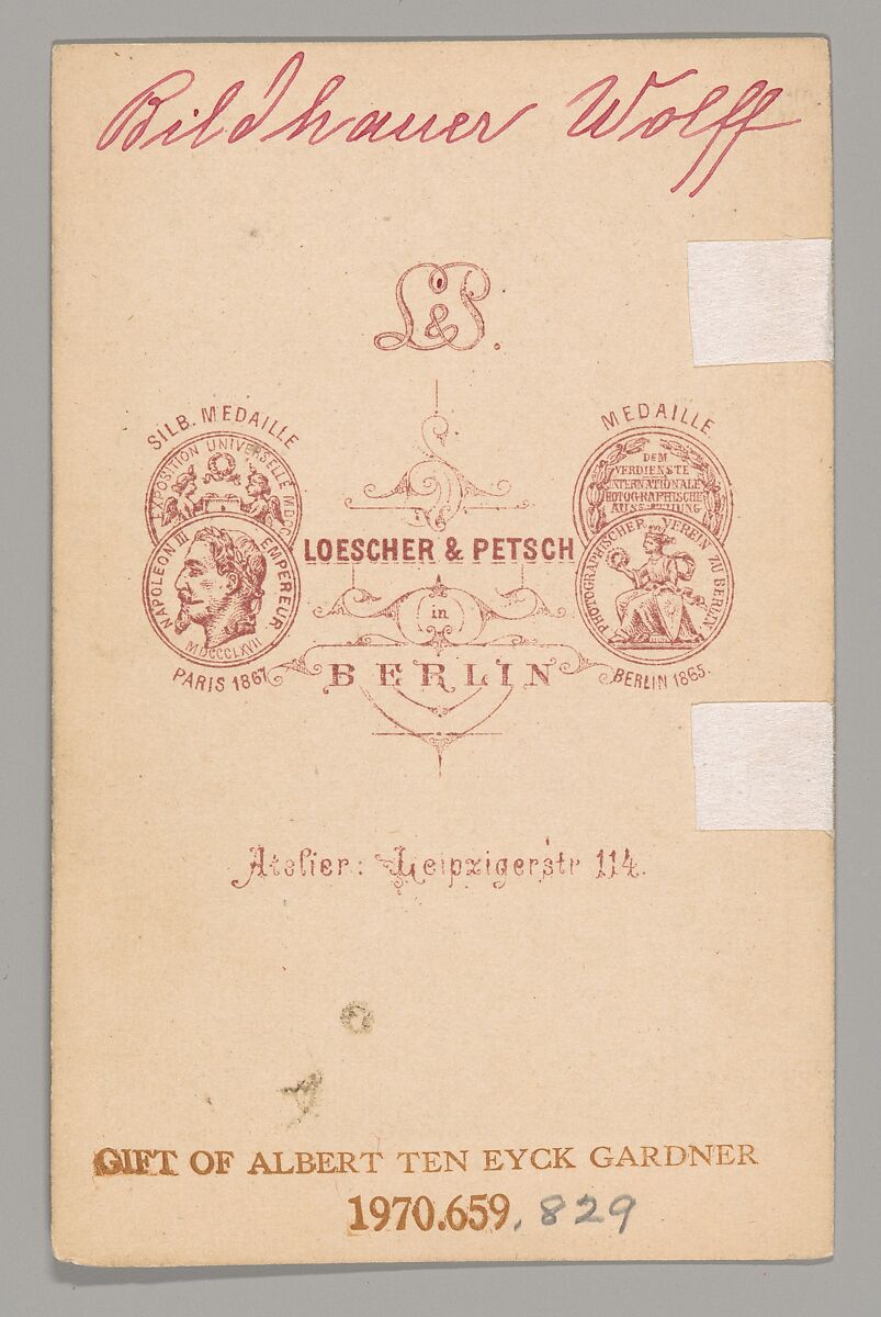 [Rildhauer Wolff], Loescher &amp; Petsch (German, active ca. 1860–90), Albumen silver print
