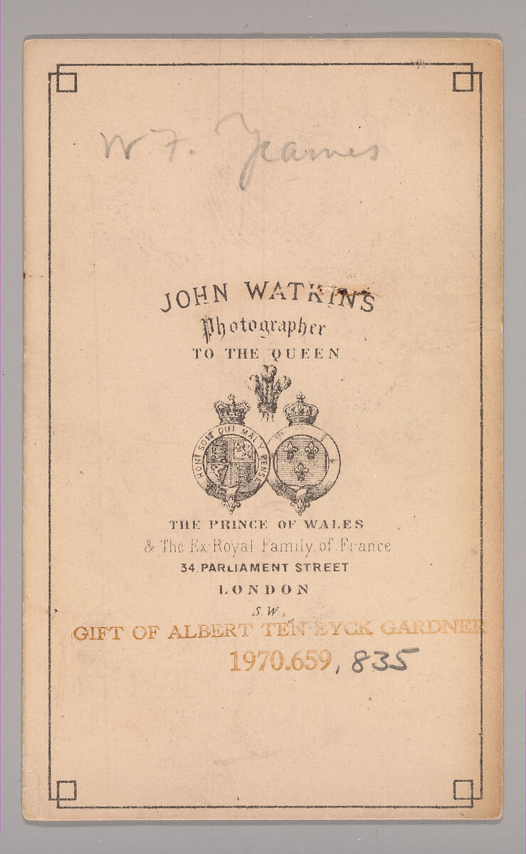 [William Frederick Yeames], John and Charles Watkins (British, active 1867–71), Albumen silver print