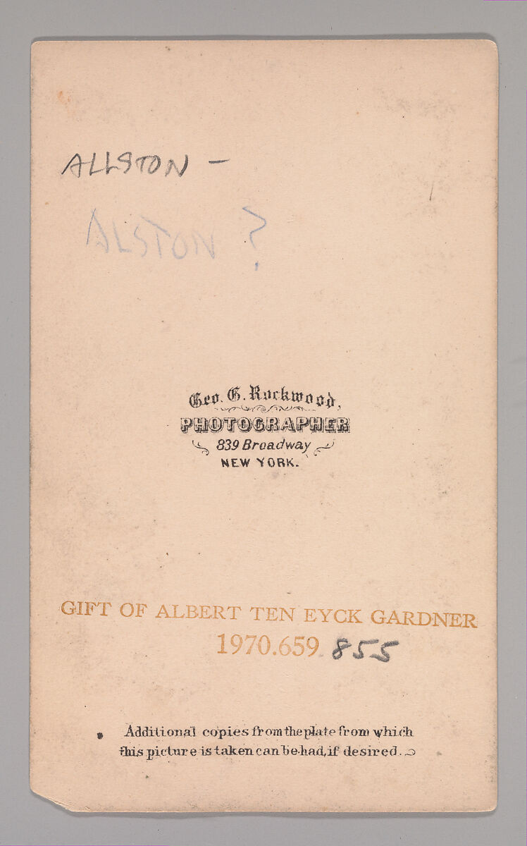 [Unknown Subject], George Gardner Rockwood (American, 1832–1911), Albumen silver print