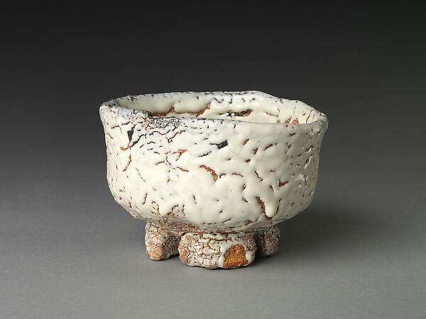 Oni (Devil) Hagi Teabowl, Miwa Kyūsetsu XI (Japanese, 1910–2012), Stoneware with feldspar glaze mixed with ash (Hagi ware), Japan