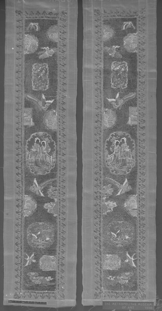 Sleeve Band, Silk, metallic thread;  on silk, China 