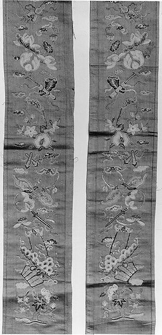 Sleeve Band, Silk, metallic thread;  on silk, China 