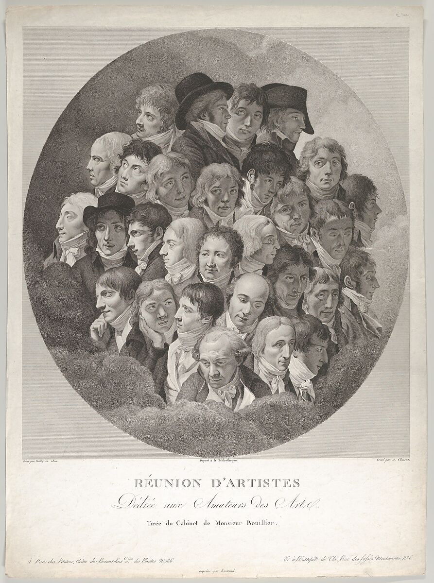 Réunion d’Artistes (Reunion of Artists), Alexandre Clément (French, ca. 1775–?1808), Stipple engraving 