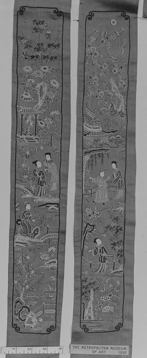 Sleeve Band, Silk, metallic thread;  on silk, China 