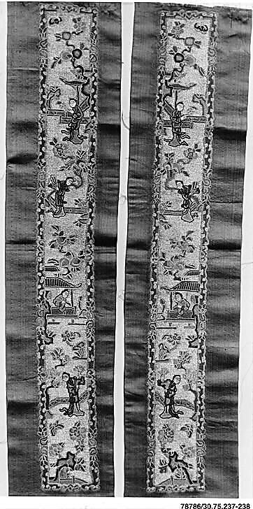 Sleeve Band, Silk, metallic thread;  on silk, China 