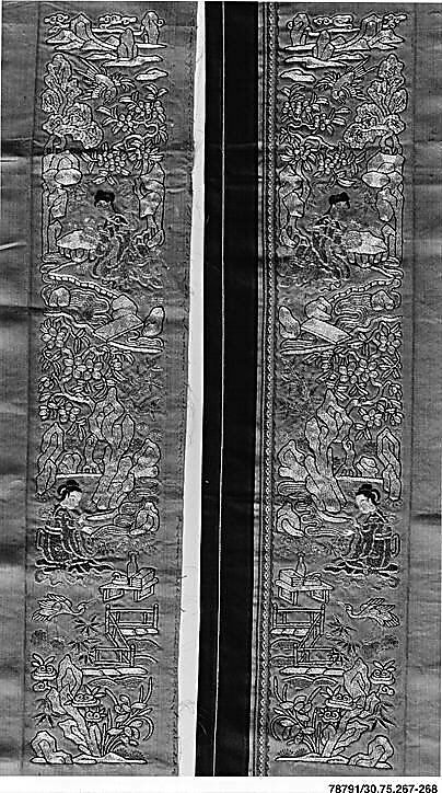 Sleeve Band, Silk, metallic thread;  on silk, China 