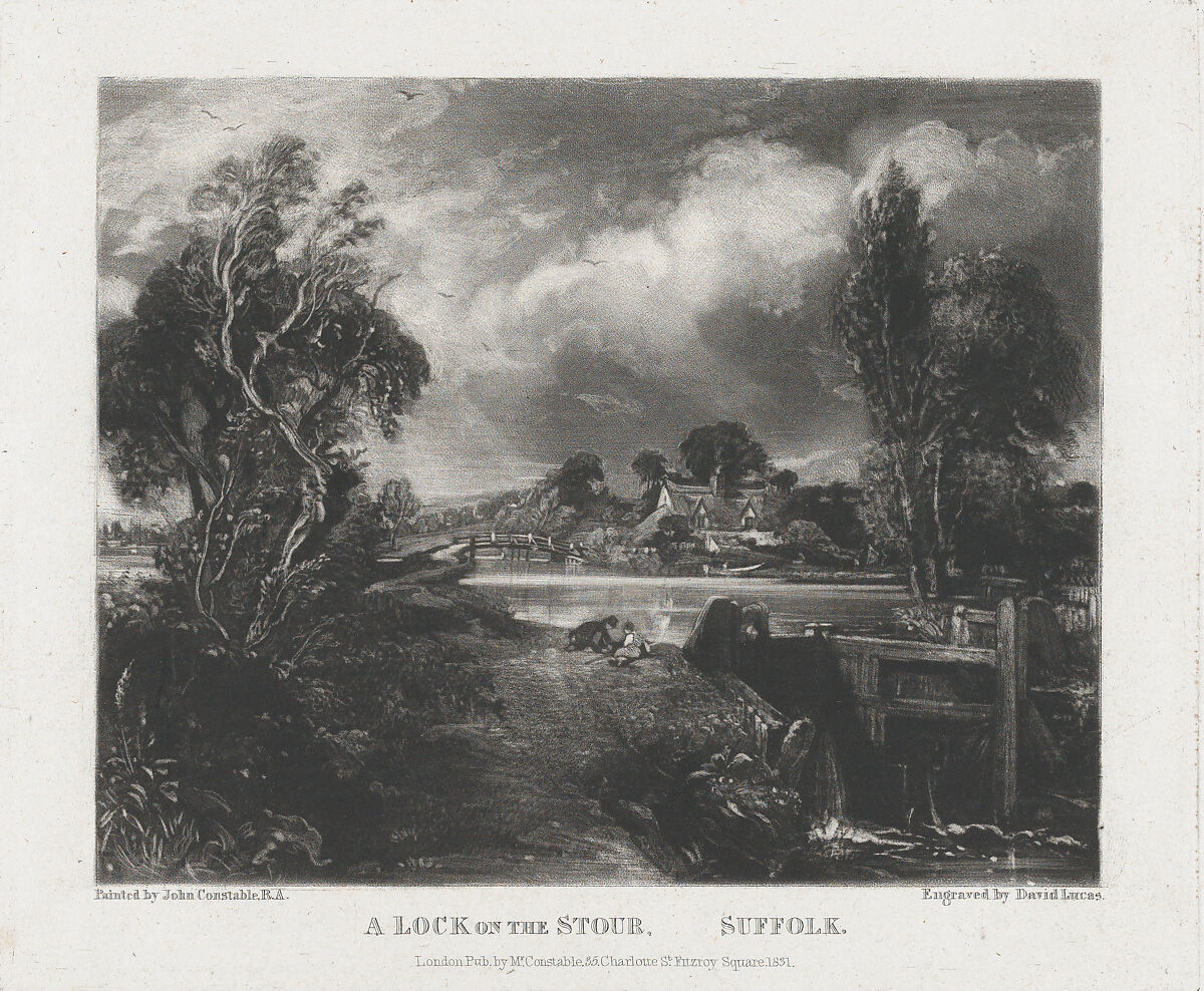 A Lock on the Stour, David Lucas  British, Mezzotint; fourth state of five