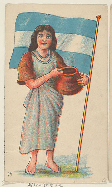 Nicaragua, bakery card from the Flags of Nations series (D58), issued by the Weber Baking Company, Issued by Weber Baking Company, Commercial color lithograph 