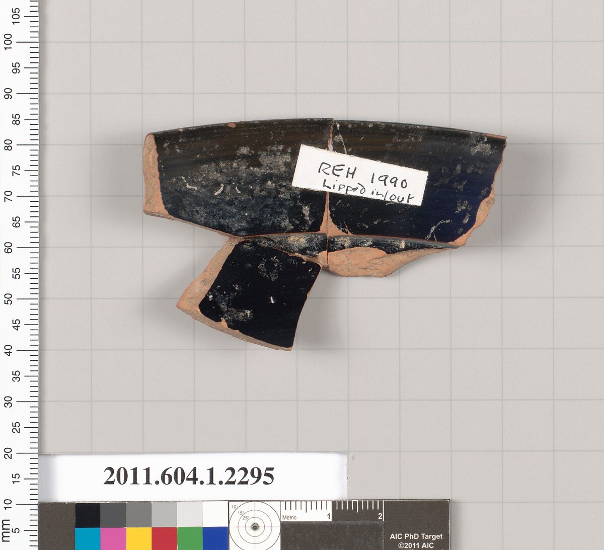 Terracotta rim fragment of a kylix (drinking cup), Terracotta, Greek, Attic